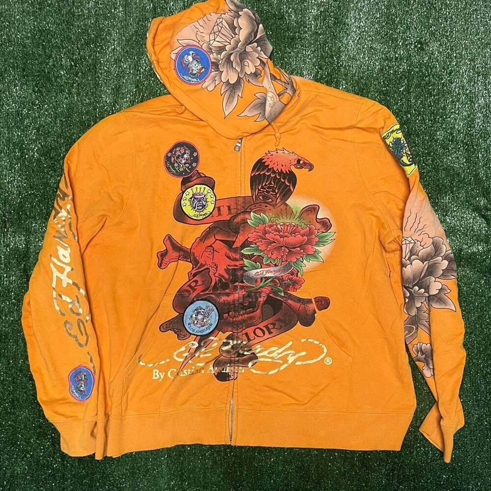 Ed-hardy Men's Orange Hoodie